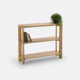 Elmo 3-Shelf Console Table in Solid Oak