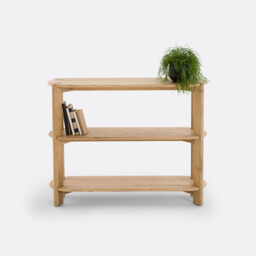 Elmo 3-Shelf Console Table in Solid Oak - thumbnail 3