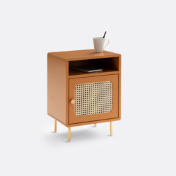 Redpop Bedside Table with Rattan Door - thumbnail 1