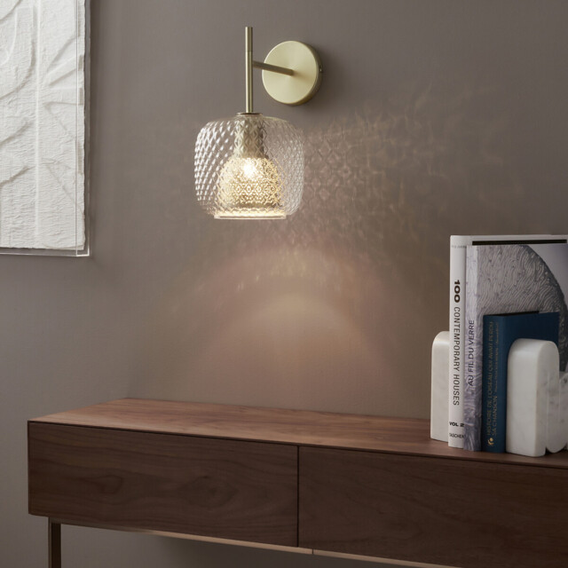 Mistinguett Textured Glass & Metal Wall Light - image 1