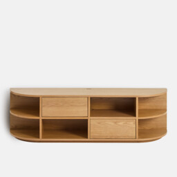 Maddy Oak Veneer Hanging TV Stand with 2 Doors and 6 Compartments, W160cm - thumbnail 3