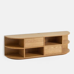 Maddy Oak Veneer Hanging TV Stand with 2 Doors and 6 Compartments, W160cm - thumbnail 1