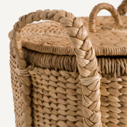 Tima Round Basket with Lid in Water Hyacinth H60cm - thumbnail 4