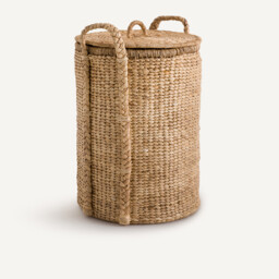 Tima Round Basket with Lid in Water Hyacinth H60cm - thumbnail 1