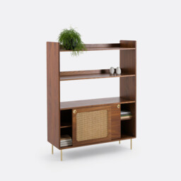 Redpop Bookcase in Walnut Veneer and Rattan Cane - thumbnail 3