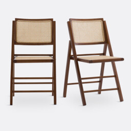 Set of 2 Rivia Beech & Cane Folding Chairs