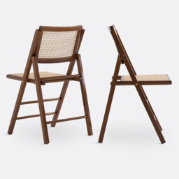 Set of 2 Rivia Beech & Cane Folding Chairs - thumbnail 3