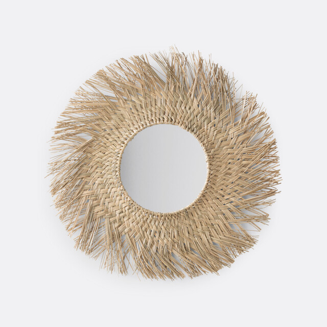 Loully 70cm Diameter Sunburst Straw Mirror - image 1