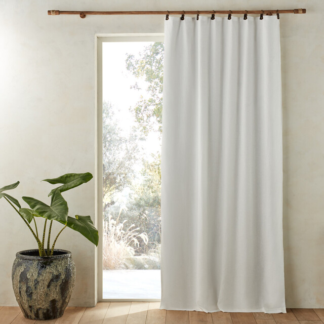 Private Blackout Washed Linen Curtain with Rings - image 1