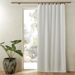 Private Blackout Washed Linen Curtain with Rings - thumbnail 1