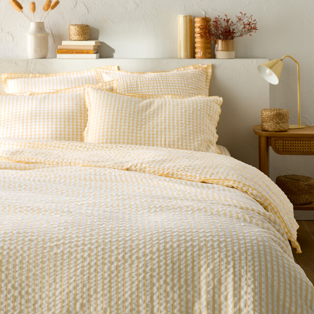 Cottage Yellow Cotton Seersucker Duvet Cover - image 1