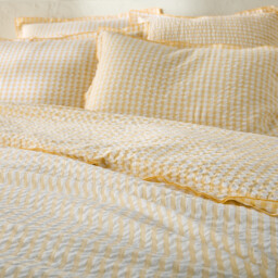 Cottage Yellow Cotton Seersucker Duvet Cover - thumbnail 4