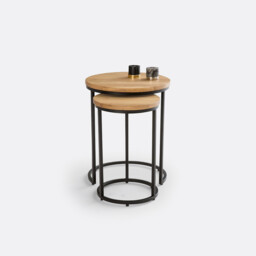 Set of 2 Vova Side Tables in Oak and Steel - thumbnail 3