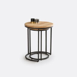 Set of 2 Vova Side Tables in Oak and Steel - thumbnail 4