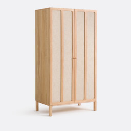Esmara 2-Door Ash Veneer and Linen Wardrobe