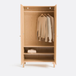 Esmara 2-Door Ash Veneer and Linen Wardrobe - thumbnail 3