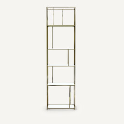 Parallel Brass Metal & Glass Bookcase - thumbnail 2
