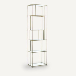 Parallel Brass Metal & Glass Bookcase