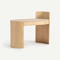 Abbas Desk in Oak Veneer and Leather - thumbnail 1