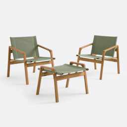 Livie Acacia 2-Seater Garden Furniture Set with 2 Chairs and 1 Footrest - thumbnail 1