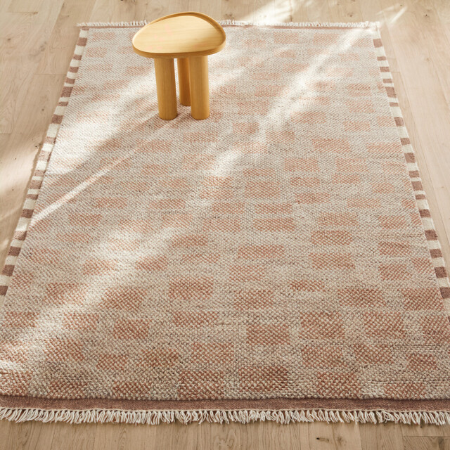 Dalmia Checkerboard Wool & Cotton Hand-Knotted Rug - image 1