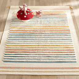 Tomulo Striped Hand Woven 100% Organic Cotton Child's Rug