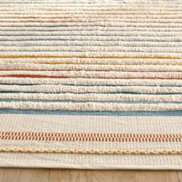 Tomulo Striped Hand Woven 100% Organic Cotton Child's Rug - thumbnail 3