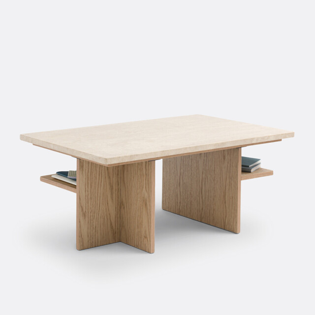 Caliste Coffee Table in Travertine, Length 100cm - image 1