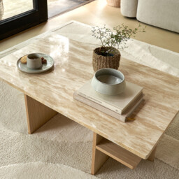 Caliste Coffee Table in Travertine, Length 100cm - thumbnail 2