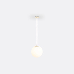 Moricio 30cm Diameter Opaline & Brass Globe Ceiling Light - thumbnail 3