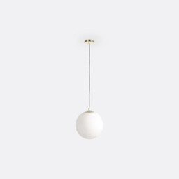 Moricio 30cm Diameter Opaline & Brass Globe Ceiling Light - thumbnail 1