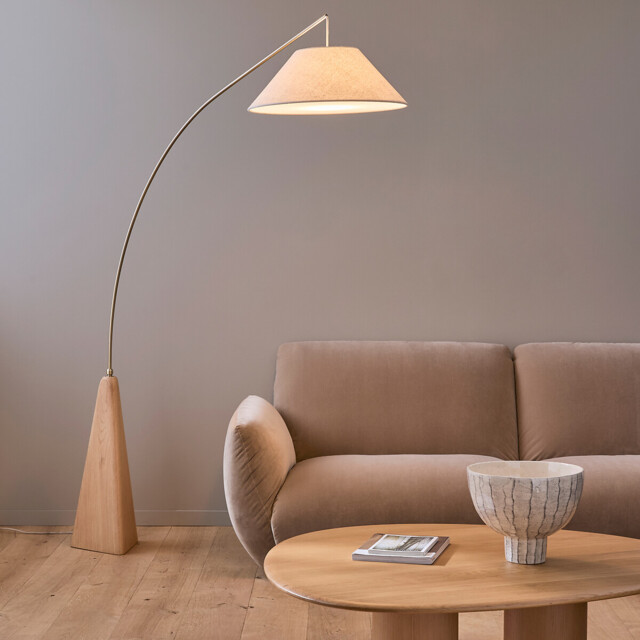 Nestwood Solid Oak/linen Arc Floor Lamp - image 1