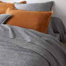 Linot Check Washed Linen Duvet Cover - thumbnail 2