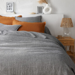 Linot Check Washed Linen Duvet Cover - thumbnail 1