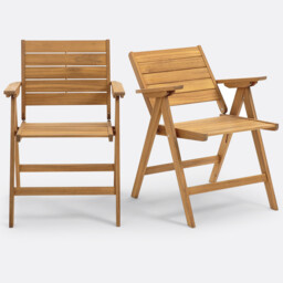 Set of 2 Réalto Folding Acacia Garden Armchairs - thumbnail 3
