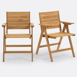 Set of 2 Réalto Folding Acacia Garden Armchairs - thumbnail 1