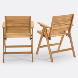 Set of 2 Réalto Folding Acacia Garden Armchairs - thumbnail 4