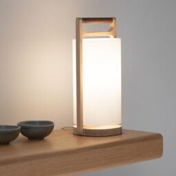 Fodéo Solid Oak and Opaline Lamp