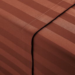 Victor Striped 100% Washed Cotton Satin 300 Thread Count Flat Sheet - thumbnail 2