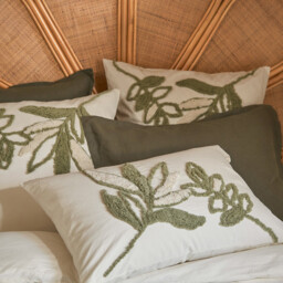 Piana Embroidered Foliage Cotton Pillowcase - thumbnail 2