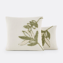 Piana Embroidered Foliage Cotton Pillowcase - thumbnail 1