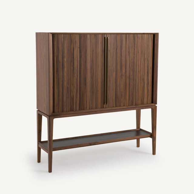 Liamca Sideboard/bar in Walnut Veneer and Leather - image 1