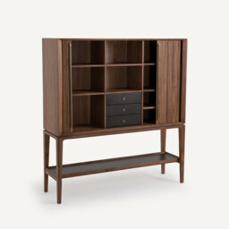Liamca Sideboard/bar in Walnut Veneer and Leather - thumbnail 4