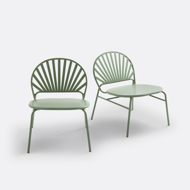 Set of 2 Solale Metal Garden Armchairs