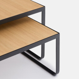 Set of 2 Bahi Oak Veneer and Steel Nesting Coffee Tables - thumbnail 3
