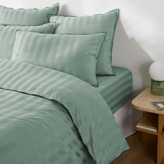 Victor Striped Washed Cotton Satin 300 Thread Count Duvet Cover - image 1