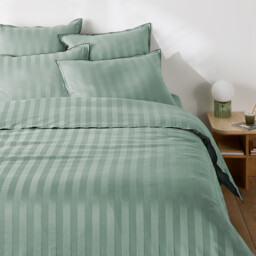 Victor Striped Washed Cotton Satin 300 Thread Count Duvet Cover - thumbnail 2