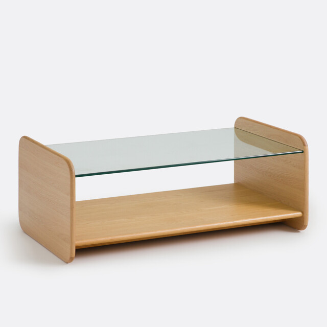 Ericson Coffee Table in Oak Veneer and Tempered Glass - image 1