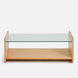 Ericson Coffee Table in Oak Veneer and Tempered Glass - thumbnail 3