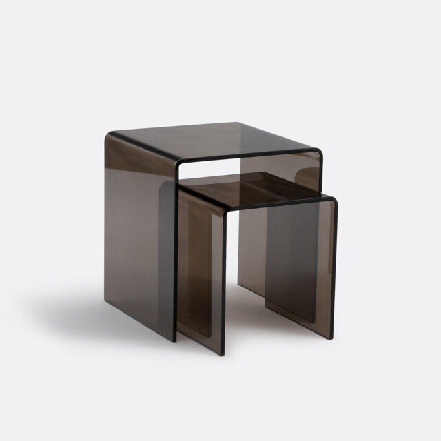 Set of 2 Joan Nesting Side Tables in Tempered Glass - image 1